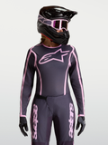 Alpinestars Stella Fluid Apex V2, camisola de motocross para mulher, cinzenta e rosa, com ajuste atlético ergonómico e design de elevado desempenho para todo-o-terreno.