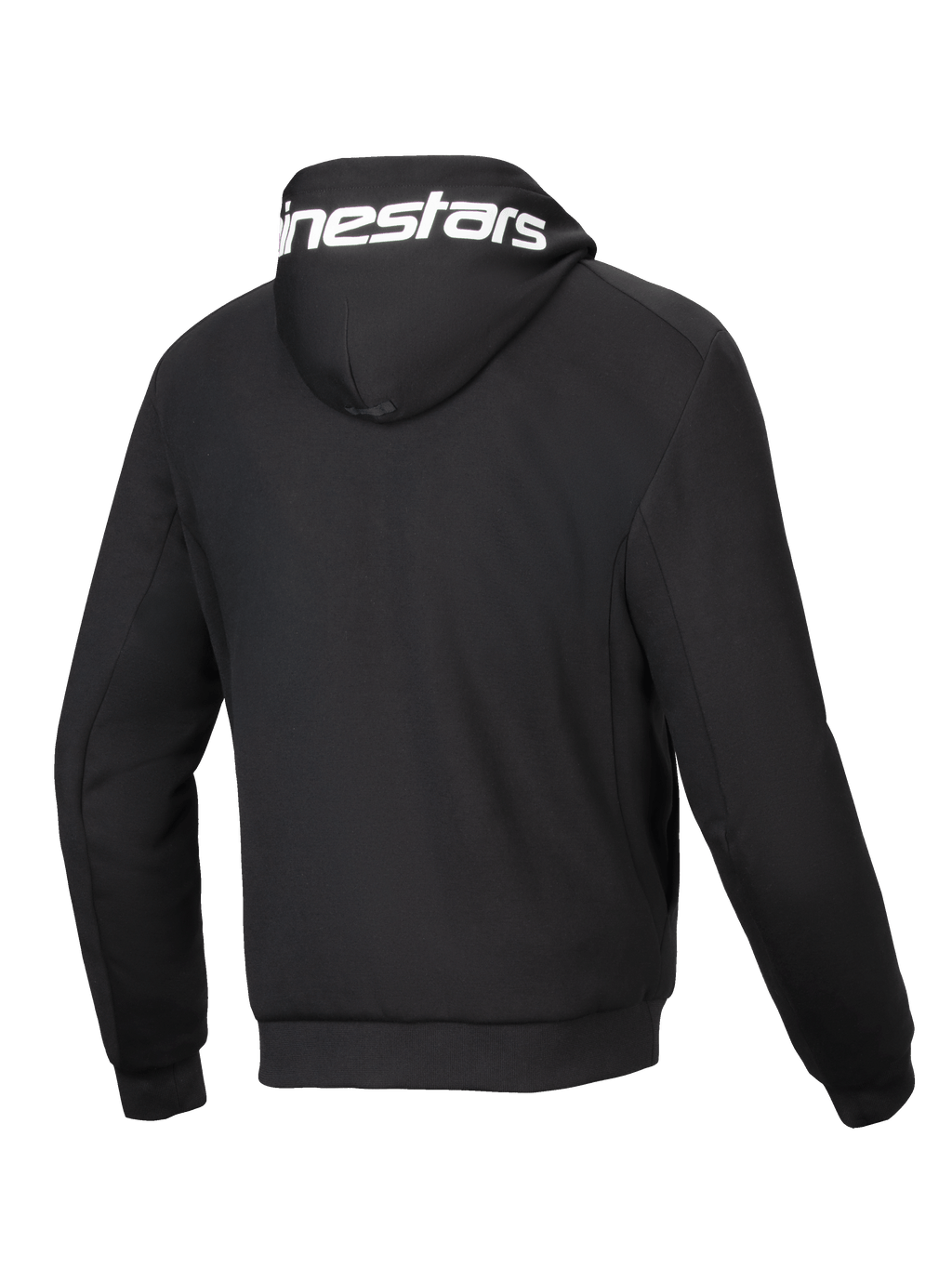 Alpinestars Sweatshirt Chrome V2 Sport, casaco de moto urbano para homem, preto e branco, em tech fleece, vista traseira.