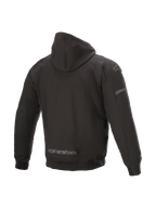 Alpinestars casaco com capuz Sektor Tech V2, casaco de moto urbano para homem, preto, vista traseira com inserções 3D.