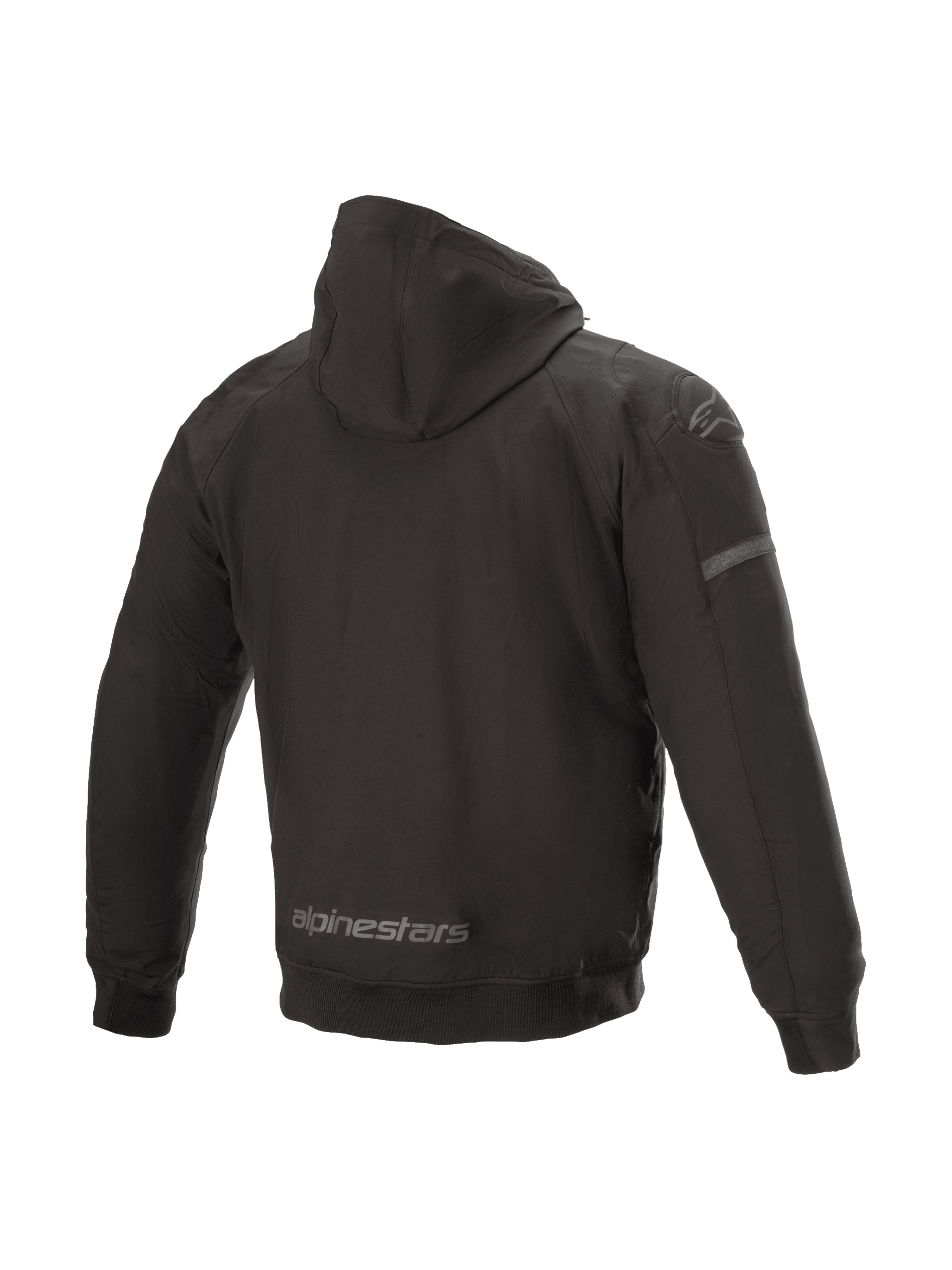 Alpinestars casaco com capuz Sektor Tech V2, casaco de moto urbano para homem, preto, vista traseira com inserções 3D.