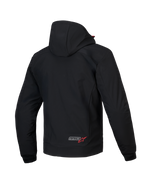 Alpinestars MM93 Radium Tech Hoodie, casaco de moto para homem, vista traseira, preto e vermelho, à prova de vento com capuz removível