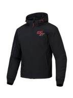 Alpinestars Hoodie MM93 Radium Tech, casaco de moto urbano para homem, preto com detalhes em vermelho, com proteção à prova de vento e proteções Nucleon Flex Plus CE Nível 1