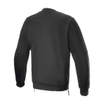 Alpinestars FQ20 Legit Crew Fleece, fleece de motociclismo, preto, vista traseira, com cintura canelada e fechos laterais, design urbano casual
