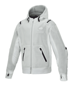 Alpinestars Moflow Air Tech Hoodie, Men's Mesh Motorcycle Jacket, Light Gray with Black Accents, Full Mesh Construction, Zippered Pockets, Thumb Hole Cuffs, Urban Riding Apparel