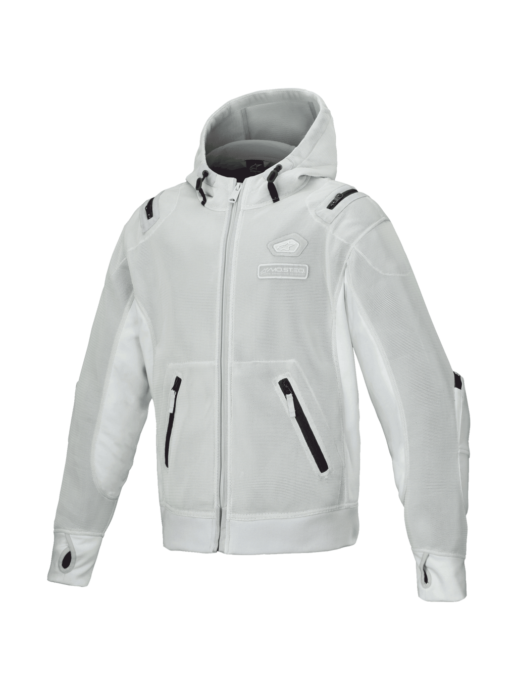 Alpinestars Casaco Com Capuz Moflow Air Tech, casaco de moto para homem, cinzento, malha respirável de alta densidade, estilo urbano, pronto para Tech-Air.