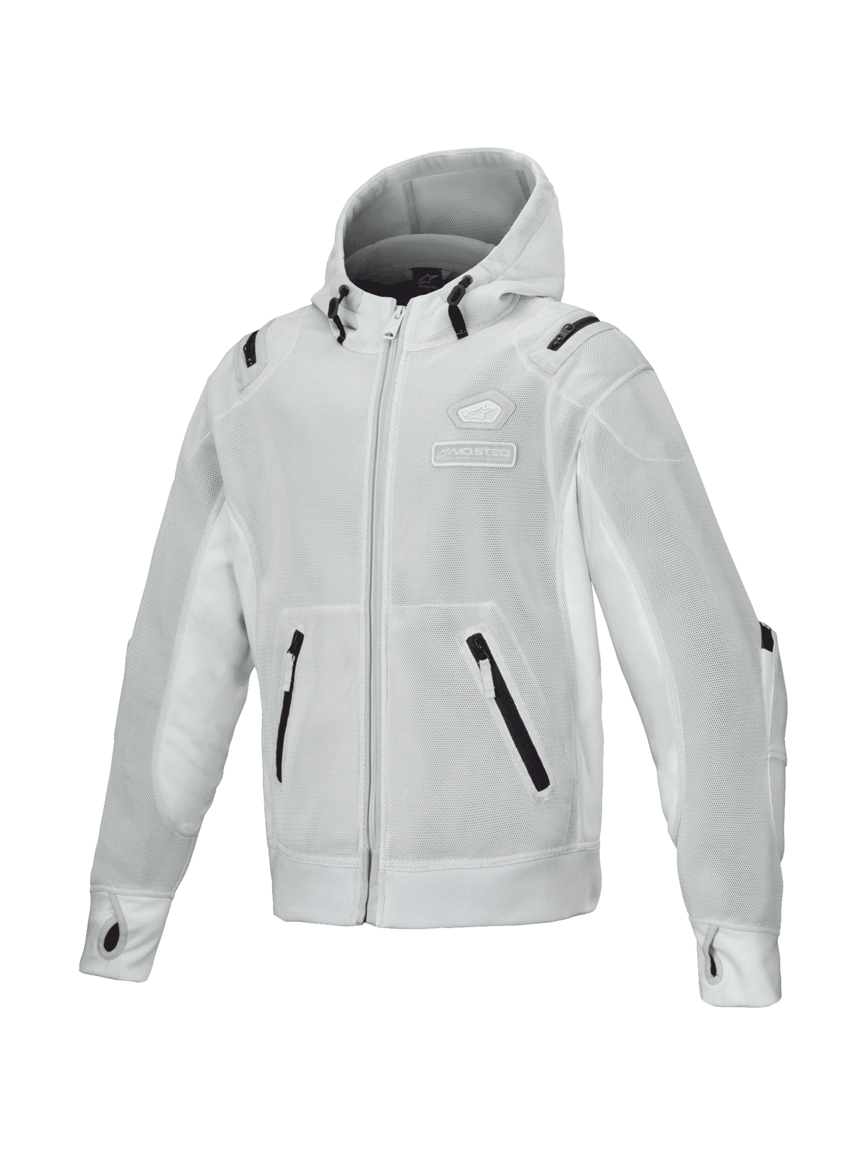 Alpinestars Casaco Com Capuz Moflow Air Tech, casaco de moto para homem, cinzento, malha respirável de alta densidade, estilo urbano, pronto para Tech-Air.