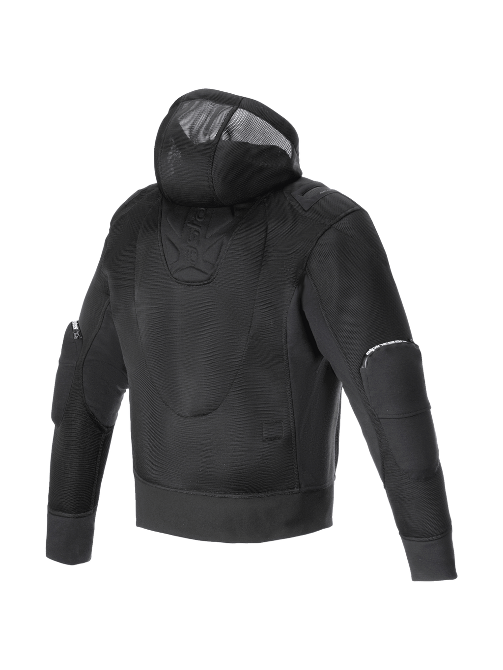 Alpinestars Sweatshirt Com Capuz Moflow Air Tech, casaco de moto urbano para homem, preto, malha ventilada, vista traseira.