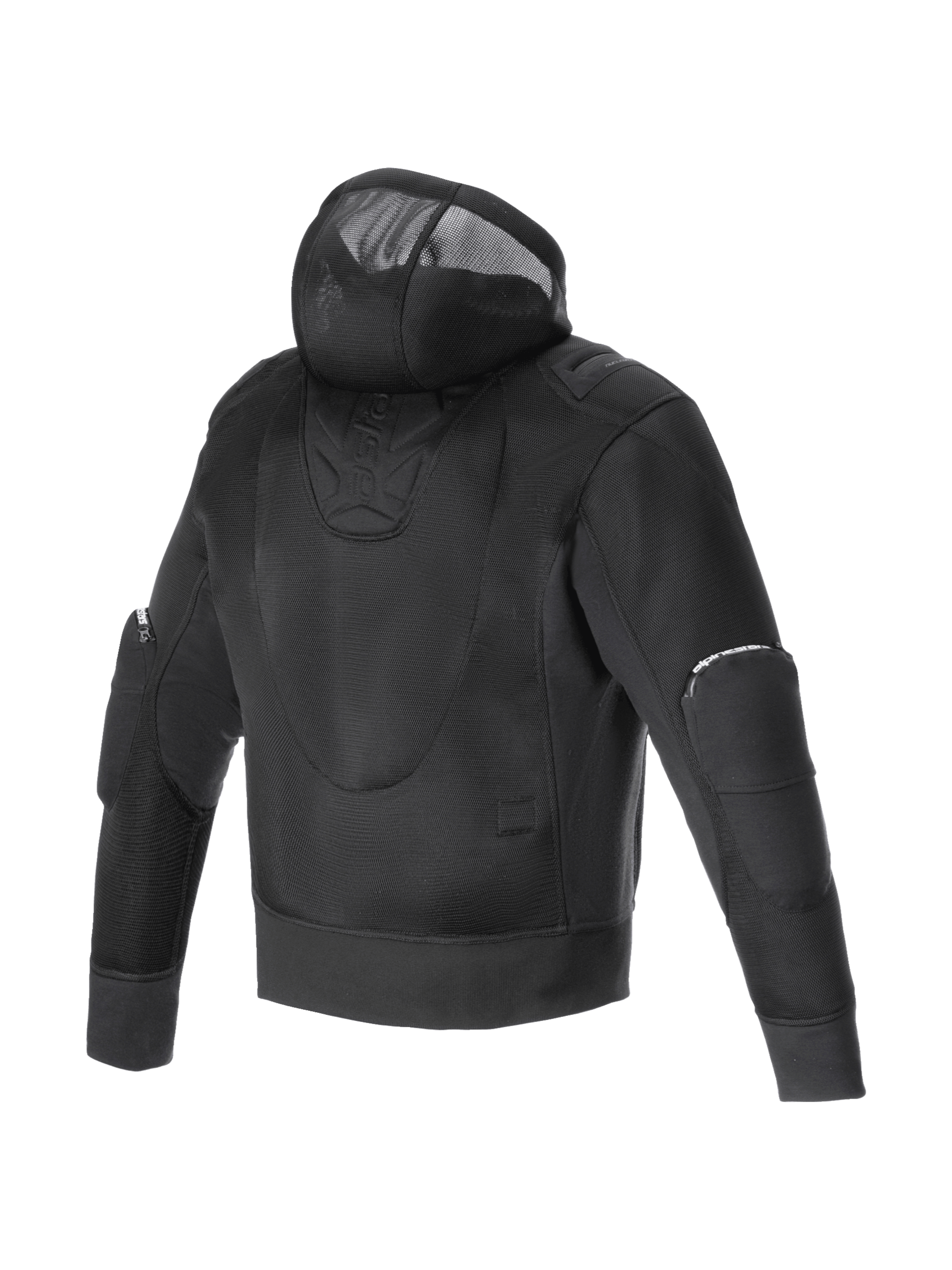 Alpinestars Sweatshirt Com Capuz Moflow Air Tech, casaco de moto urbano para homem, preto, malha ventilada, vista traseira.