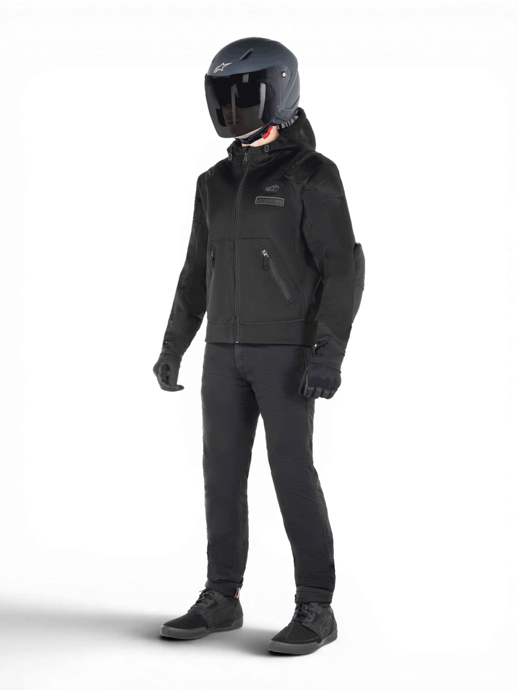 Alpinestars Moflow Air Tech Hoodie, casaco de moto urbano para homem, preto, malha técnica ventilada, compatível com sistema Tech-Air 3