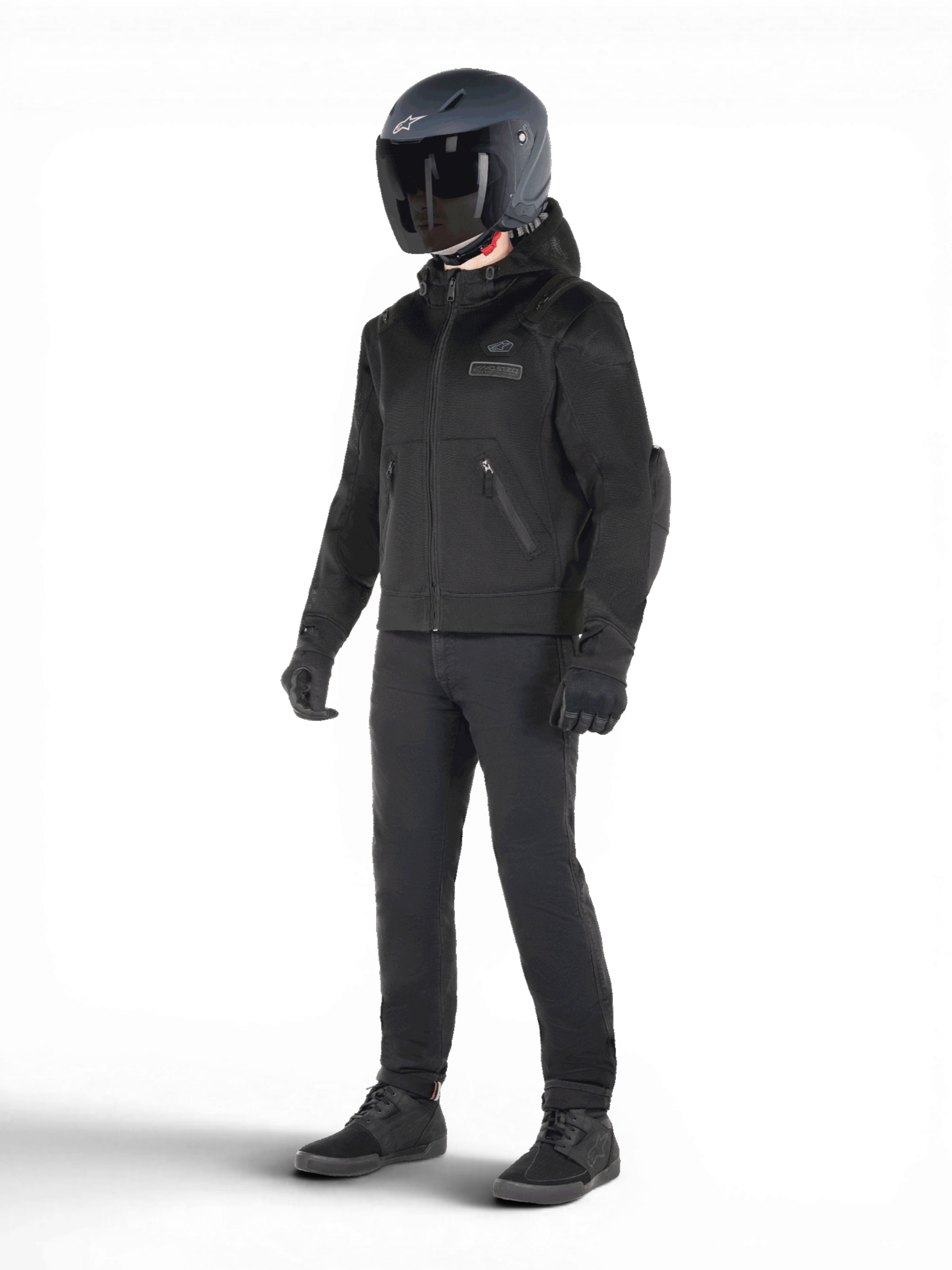 Alpinestars Moflow Air Tech Hoodie, casaco de moto urbano para homem, preto, malha técnica ventilada, compatível com sistema Tech-Air 3
