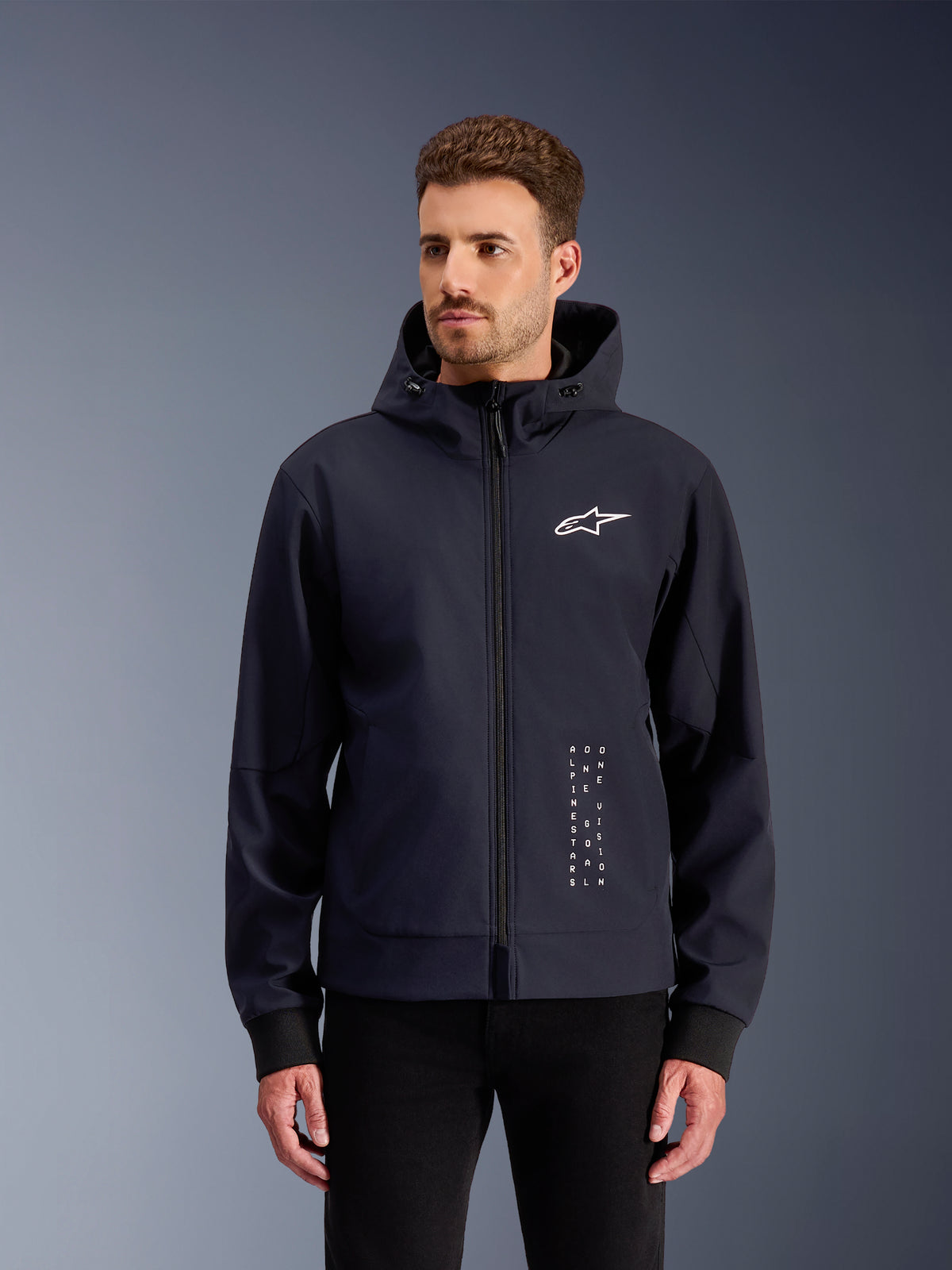 Alpinestars Hoodie Radium Tech, casaco de moto urbano para homem, preto e branco, corta-vento com tecnologia leve 3L.