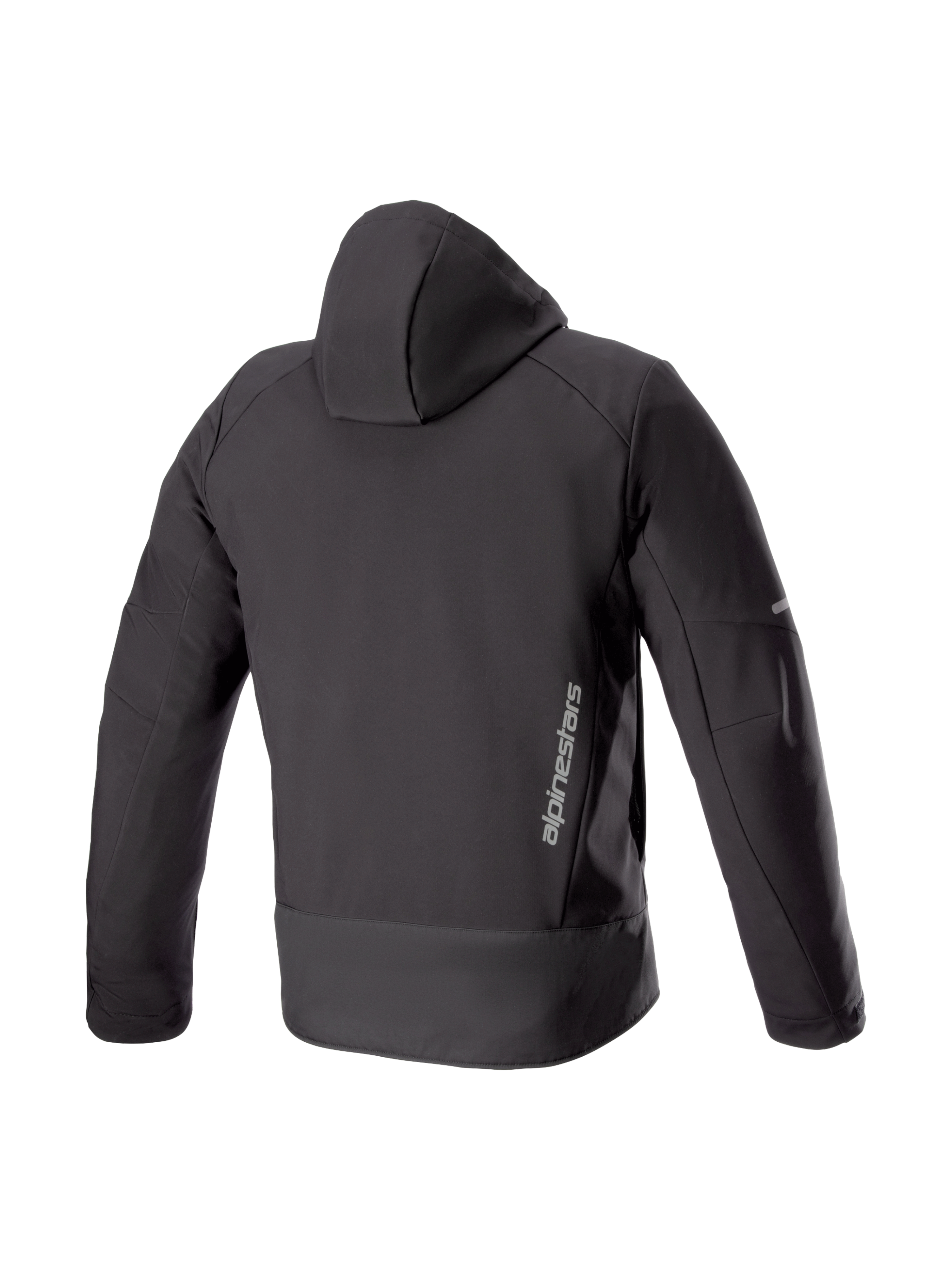 Alpinestars Casaco Com Capuz Neo Impermeável, blusão de moto urbano preto para homem, vista traseira em softshell.