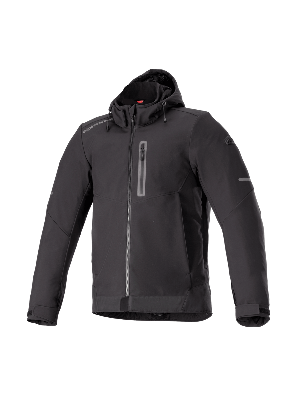 Alpinestars Neo Waterproof Hoodie, casaco de moto urbano preto para homem, softshell impermeável e Tech-Air Ready.