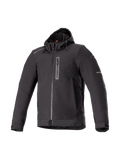 Alpinestars Neo Waterproof Hoodie, casaco de moto urbano preto para homem, softshell impermeável e Tech-Air Ready.