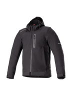 Alpinestars Neo Waterproof Hoodie, casaco de moto urbano preto para homem, softshell impermeável e Tech-Air Ready.