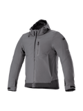 Alpinestars Neo Waterproof Hoodie, casaco de moto para homem, cinzento e preto, impermeável e corta-vento, estilo urbano.