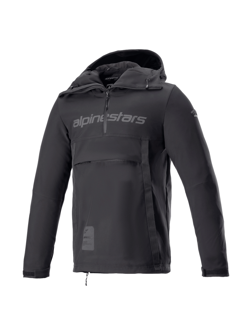 Alpinestars Casaco com capuz Sherpa, casaco de moto estilo anoraque para homem, preto, em softshell à prova de vento, design urbano e Tech-Air Ready.