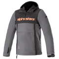 Alpinestars Sherpa Hoodie, Technical Urban Motorcycle Jacket, Gray with Black Chest Panel and Orange Logo, Anorak Style with Front Pouch and Adjustable Cuffs, Windproof Softshell Design