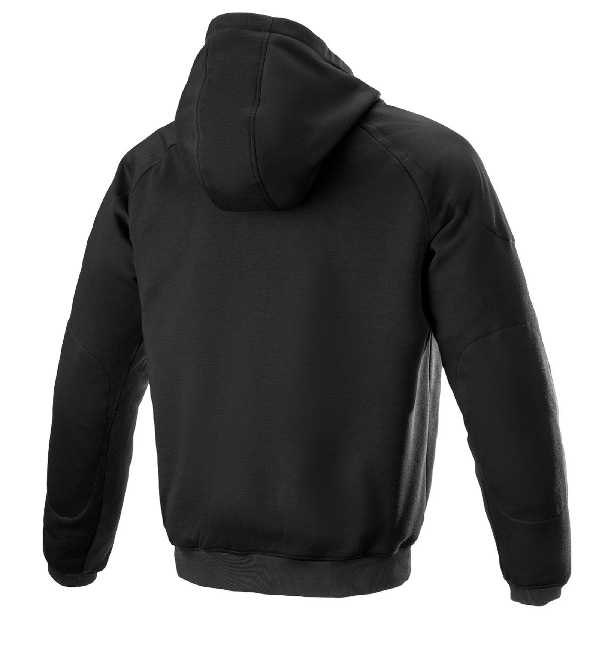 Alpinestars Ageless Hoodie, casaco de motociclismo urbano, preto, vista traseira, design têxtil casual com capuz e punhos canelados, perfil anatómico para condução urbana.