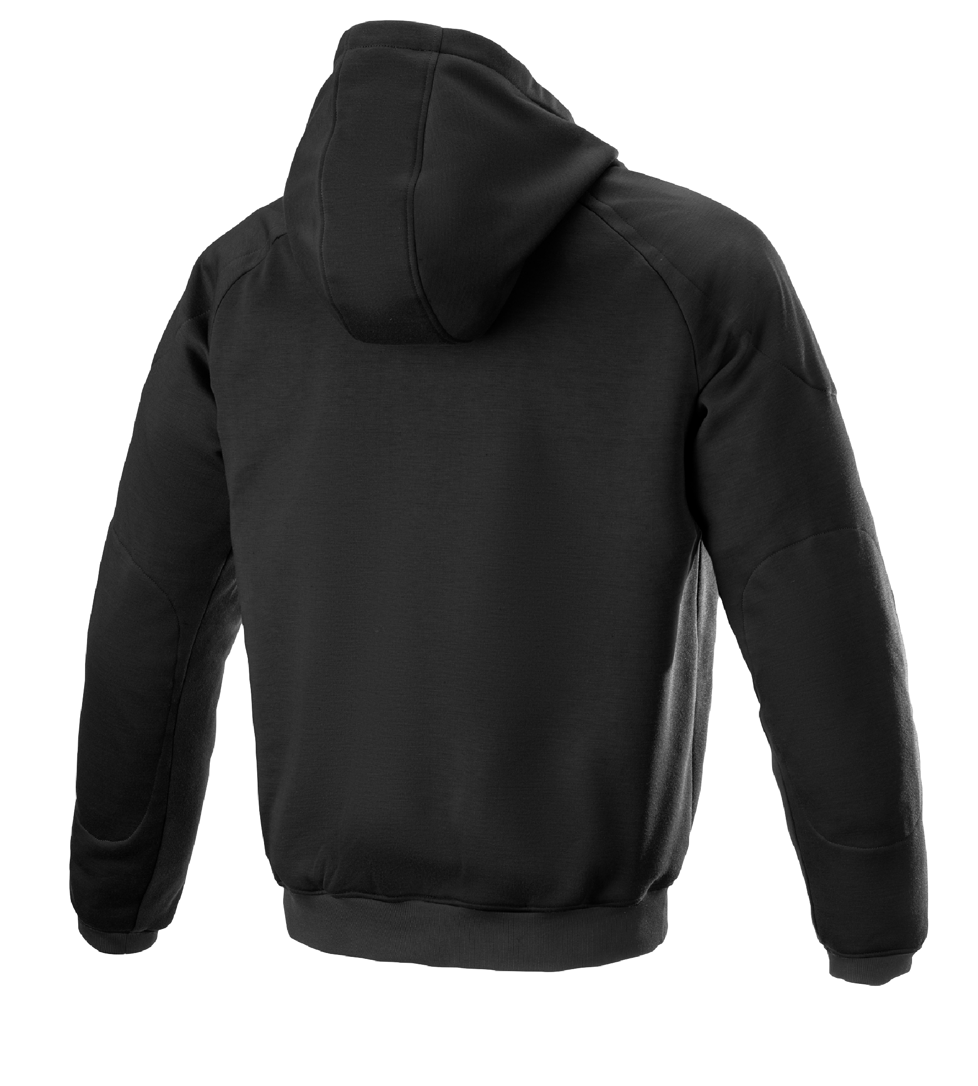 Alpinestars Ageless Hoodie, casaco de motociclismo urbano, preto, vista traseira, design têxtil casual com capuz e punhos canelados, perfil anatómico para condução urbana.
