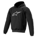 Alpinestars Ageless Hoodie, hoodie para motociclismo urbano, preto com logótipo de estrela branco, estilo pullover com bolso canguru, punhos e bainha canelados, design casual inspirado no desporto motorizado
