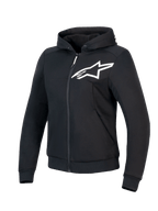 Alpinestars Stella Chrome V2 Sport Hoodie, casaco de moto para mulher, preto e branco, certificado CE Classe A com reforços aramídicos