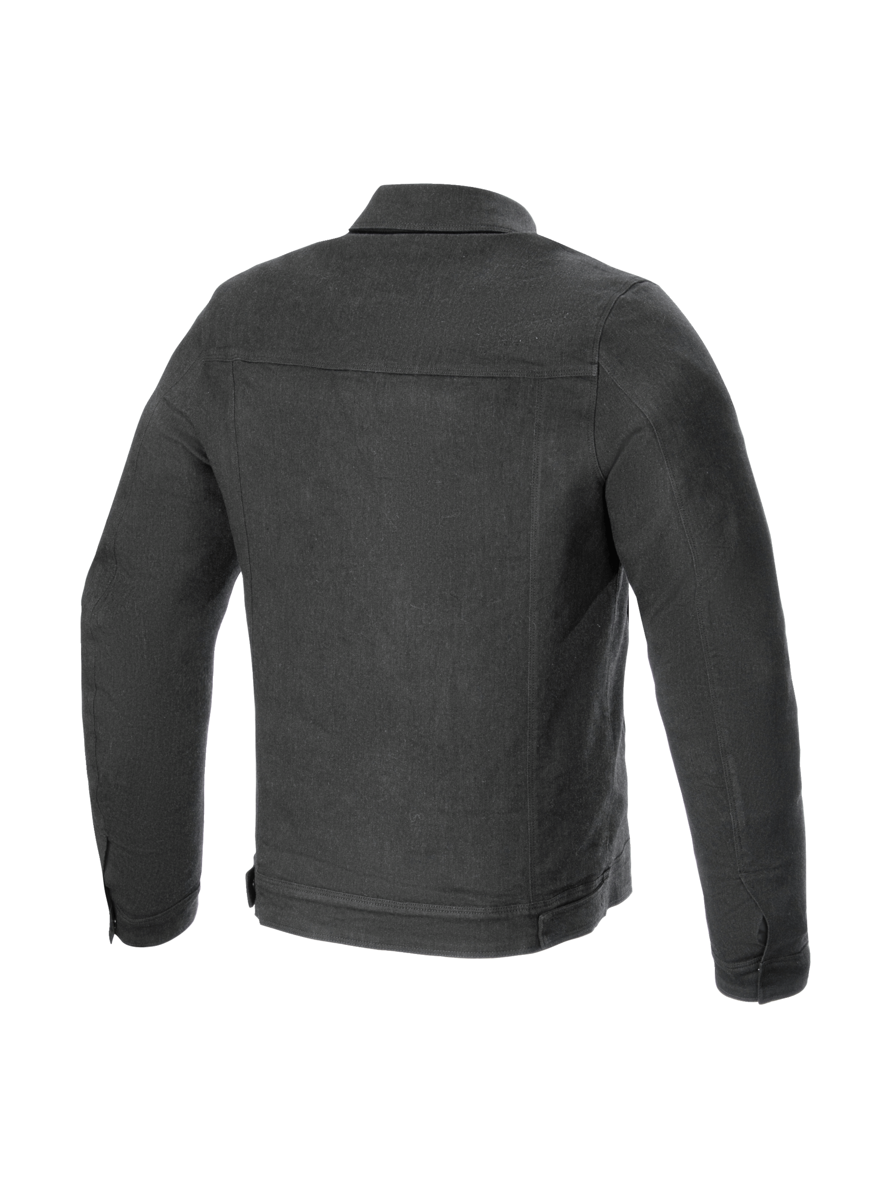 Alpinestars Garage Jacket, casaco de moto urbano para homem em denim cinzento fumado, vista traseira, Tech-Air Ready.