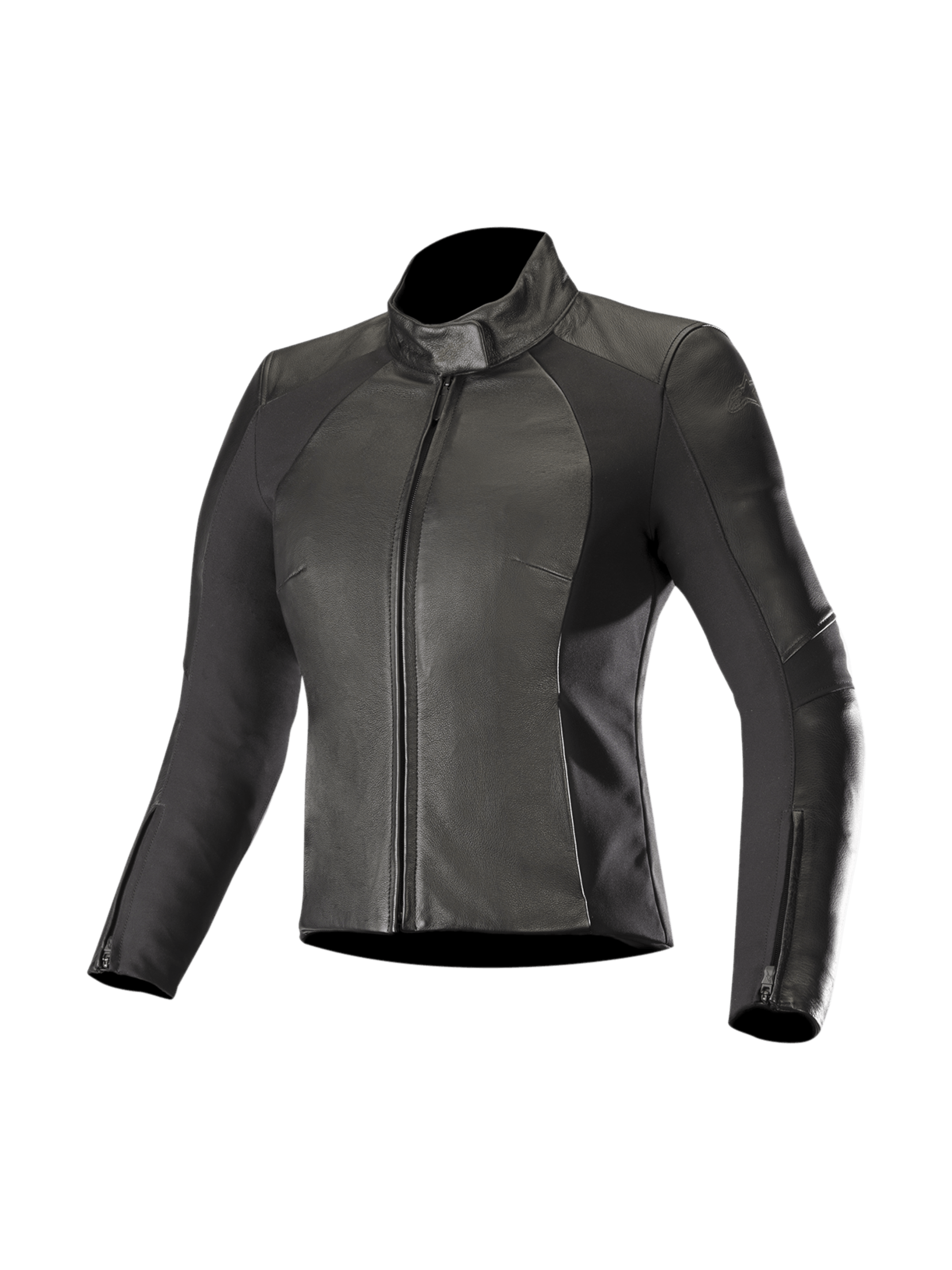 Alpinestars Stella Vika V2, casaco de moto para mulher, em couro preto, com painéis elásticos em aramida e proteção certificada CE