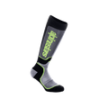 Meias Alpinestars Youth MX Plus, meias de motocross, pretas, cinzentas e amarelo néon, design de performance até ao joelho com construção canelada e logótipo Alpinestars, para corridas de motociclismo todo-o-terreno