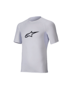 Alpinestars Tech KX Sim Top, camada base de karting de manga curta, branca, logótipo Astar preto no peito, malha elástica leve com cortes ergonómicos, equipamento técnico de performance
