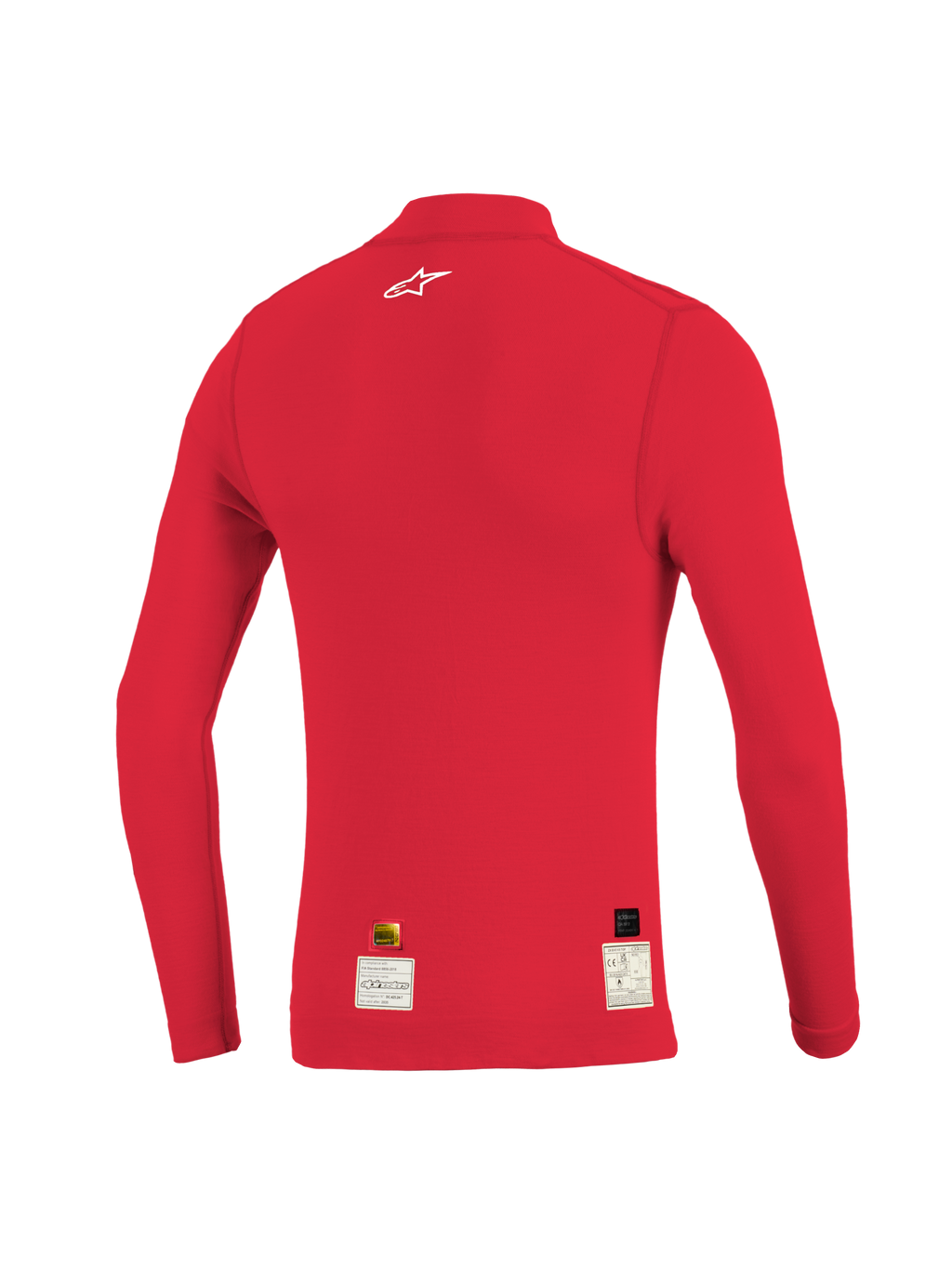 Alpinestars Top ZX Evo V3, camada de base de automobilismo de manga comprida, vermelho, vista traseira, material leve resistente às chamas com construção em malha jacquard para respirabilidade