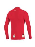Alpinestars Top ZX Evo V3, camada de base de automobilismo de manga comprida, vermelho, vista traseira, material leve resistente às chamas com construção em malha jacquard para respirabilidade