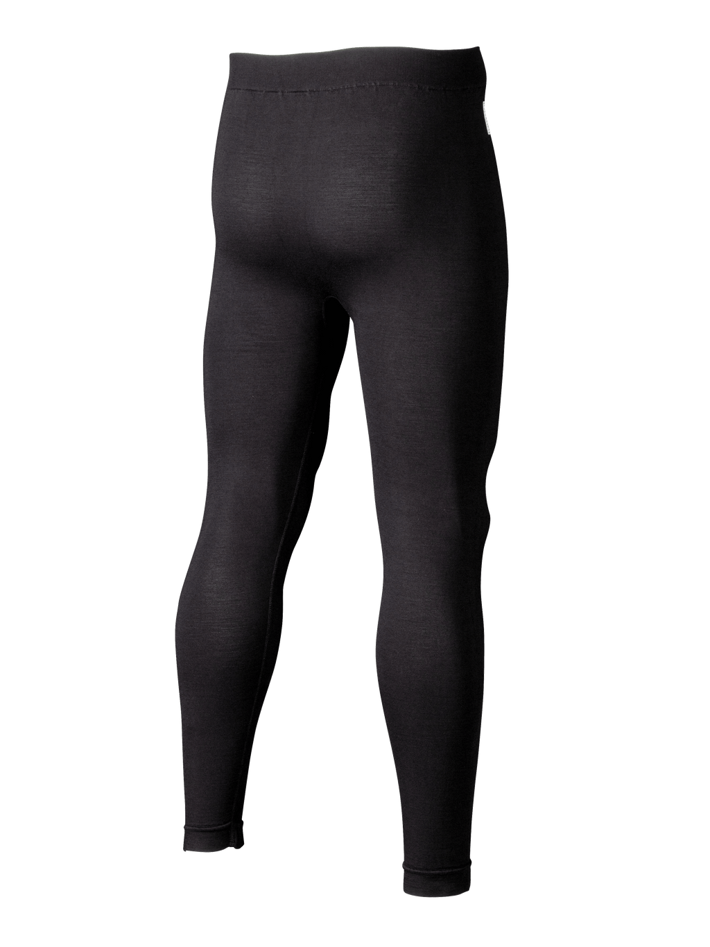 Alpinestars ZX Evo V3 Bottom, calças de camada base para automobilismo, pretas, vista traseira 3/4 mostrando leggings de corte justo resistentes a chamas, construção em malha jacquard para respirabilidade no desporto motorizado