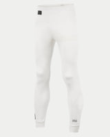 Alpinestars Race Bottom FIA, Auto Racing Base Layer Pants, White, featuring black FIA label on hip and branding on the lower leg, lightweight and breathable fireproof textile for professional motorsport