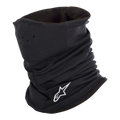 Alpinestars Tech Neck Warmer em preto, gola de pescoço para motociclismo com logótipo branco bordado, com orifícios de ar perfurados e forro de lã de camada dupla para proteção térmica e resistência ao frio do vento