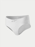 Alpinestars Stella TECH ZX Briefs, cuecas de corrida femininas, brancas, com logótipo de estrela prateado na cintura frontal, camada de base resistente ao fogo com certificação FIA 8856-2018, vestuário técnico para desportos motorizados