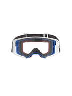 Óculos Alpinestars Supertech Corp, óculos de motocross, azul, branco e laranja com lente transparente, fita preta com logótipo branco, óculos profissionais para corridas off-road com amplo campo de visão e design de armação de dupla injeção