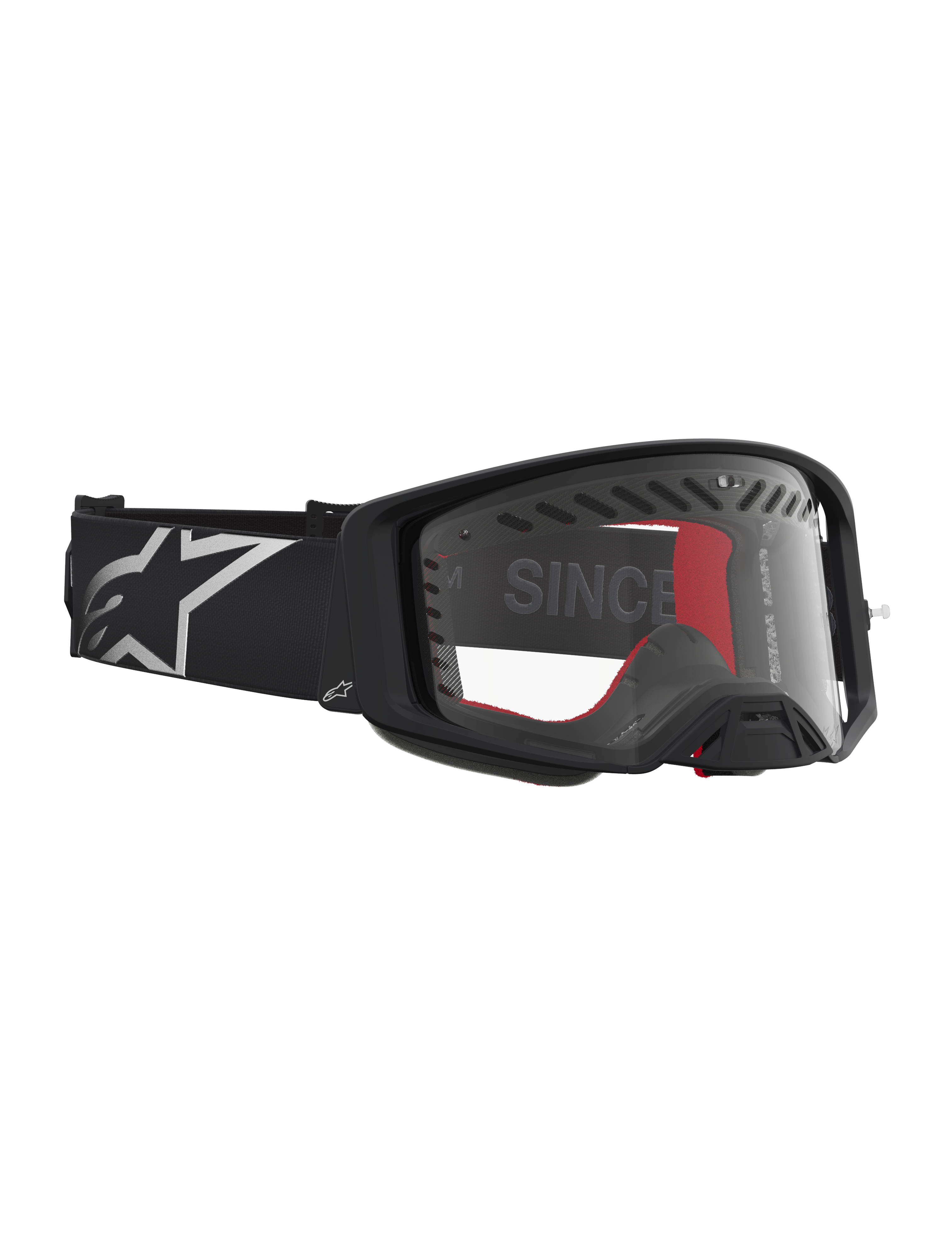 Óculos Supertech Dura Air Fluid, óculos de motocross para corrida, pretos e prateados, lente de policarbonato transparente.