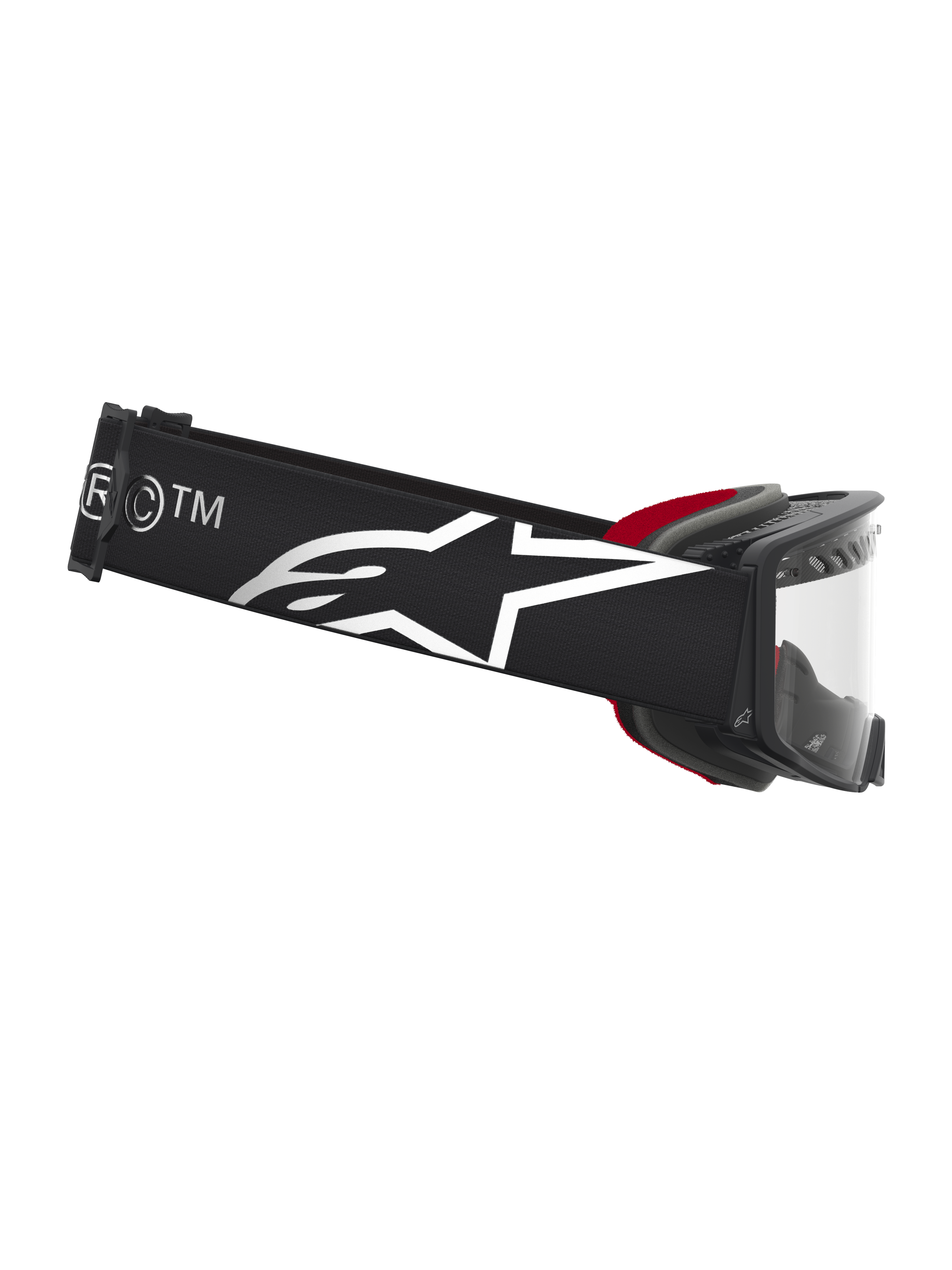 Alpinestars Óculos Supertech Dura Air Fluid, óculos de motocross para corrida, pretos e prateados, lente transparente e fita com logótipo da marca, equipamento de alto desempenho para todo-o-terreno