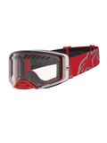 Alpinestars Supertech Dura Air Fluid, óculos de motocross para competição, vermelhos e prateados, lente de policarbonato transparente, design com fluxo de ar otimizado para todo-o-terreno