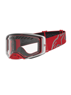 Alpinestars Supertech Dura Air Fluid, óculos de motocross para competição, vermelhos e prateados, lente de policarbonato transparente, design com fluxo de ar otimizado para todo-o-terreno