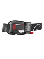 Alpinestars Óculos Supertech Firma Roll Off, óculos de motocross, pretos e prateados, sistema roll-off e lente transparente.