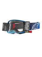 Alpinestars Óculos Supertech Firma Roll Off, óculos de motocross azuis e cinzentos, sistema roll-off integrado e lente transparente