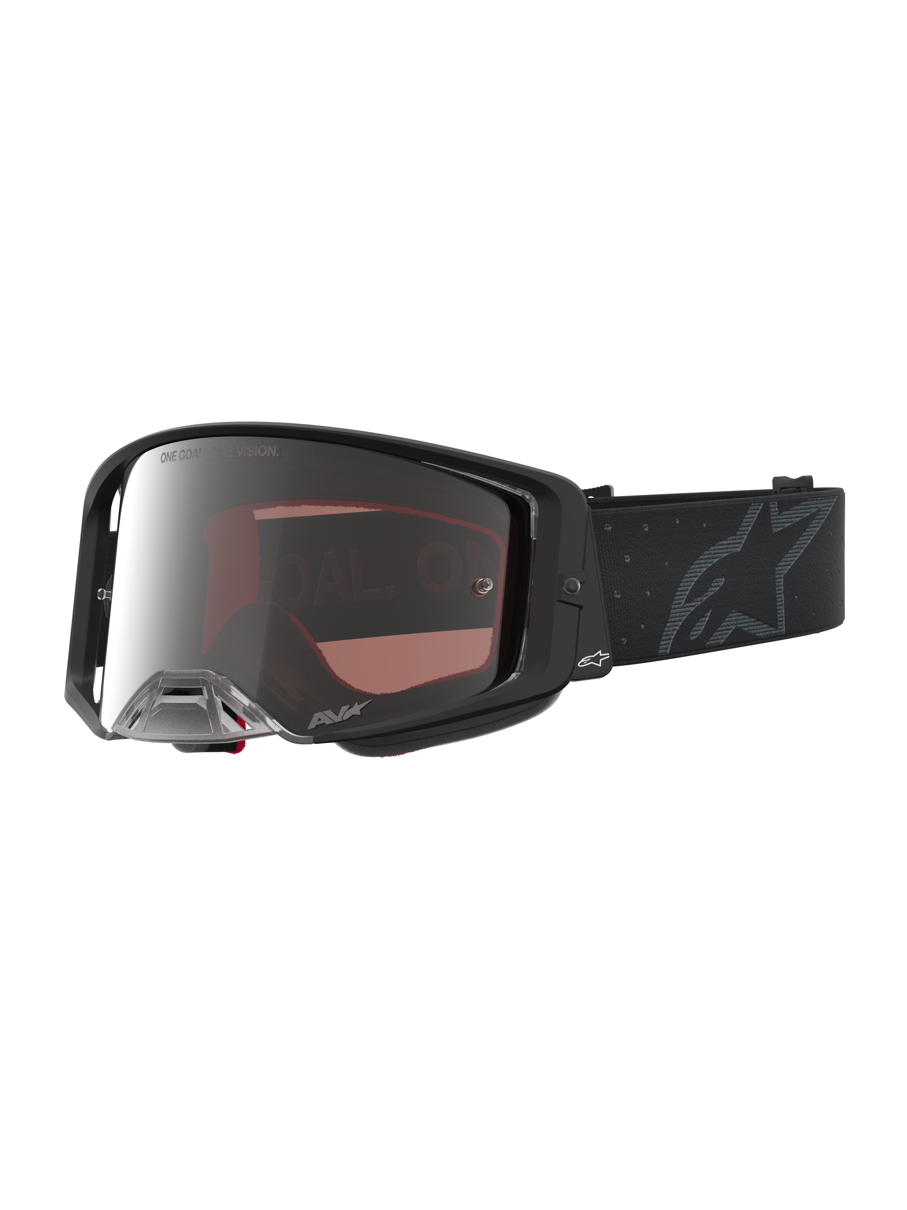 Alpinestars Supertech Cloak, óculos de motocross unissexo, pretos e prateados espelhados, lente de policarbonato.