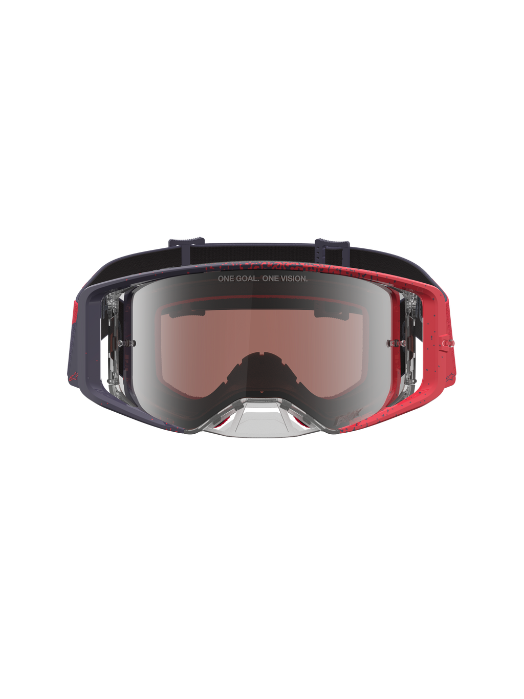 Alpinestars Supertech Hiten, óculos de motocross em preto e vermelho com lente prateada espelhada para todo-o-terreno