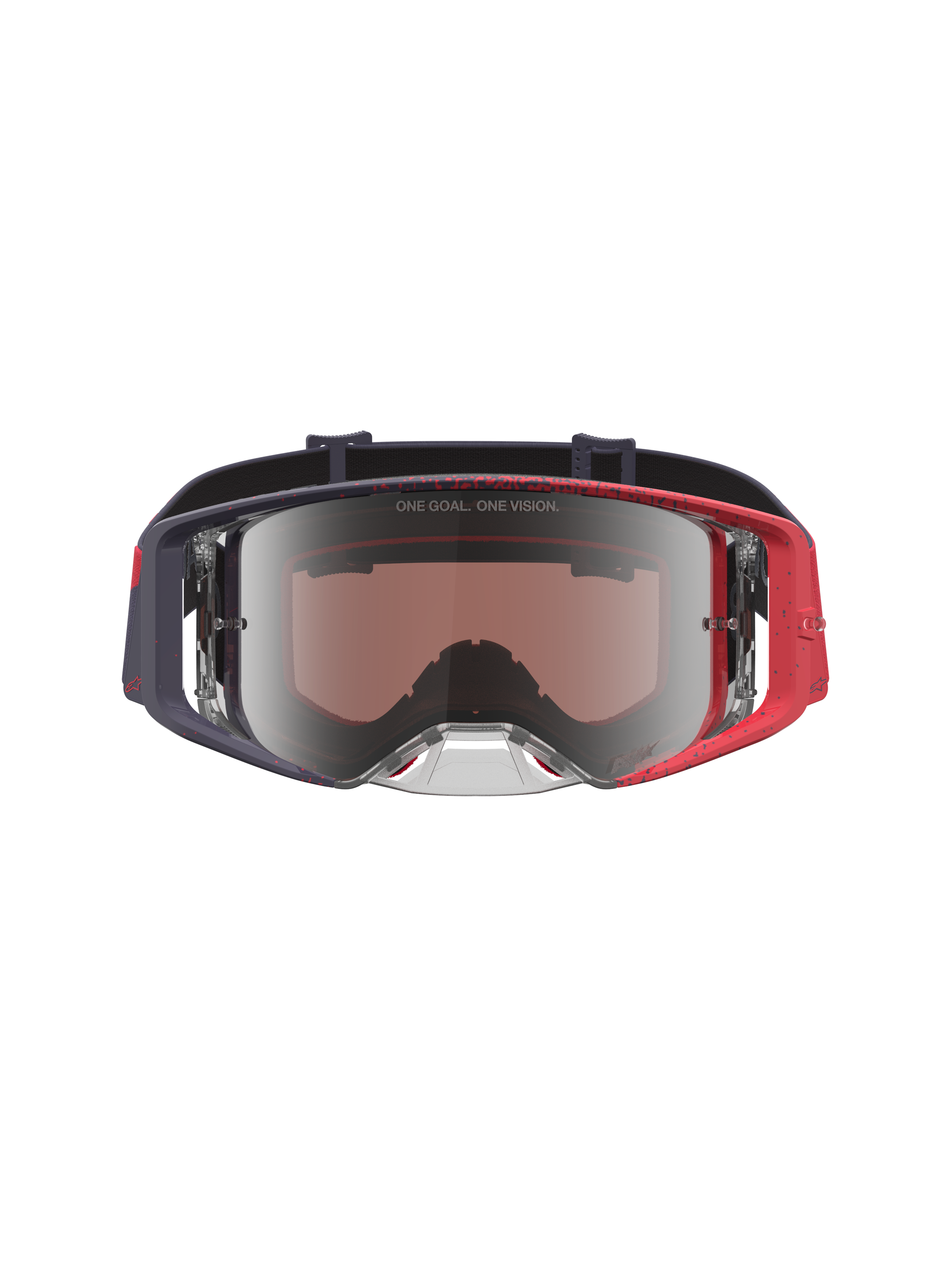 Alpinestars Supertech Hiten, óculos de motocross em preto e vermelho com lente prateada espelhada para todo-o-terreno