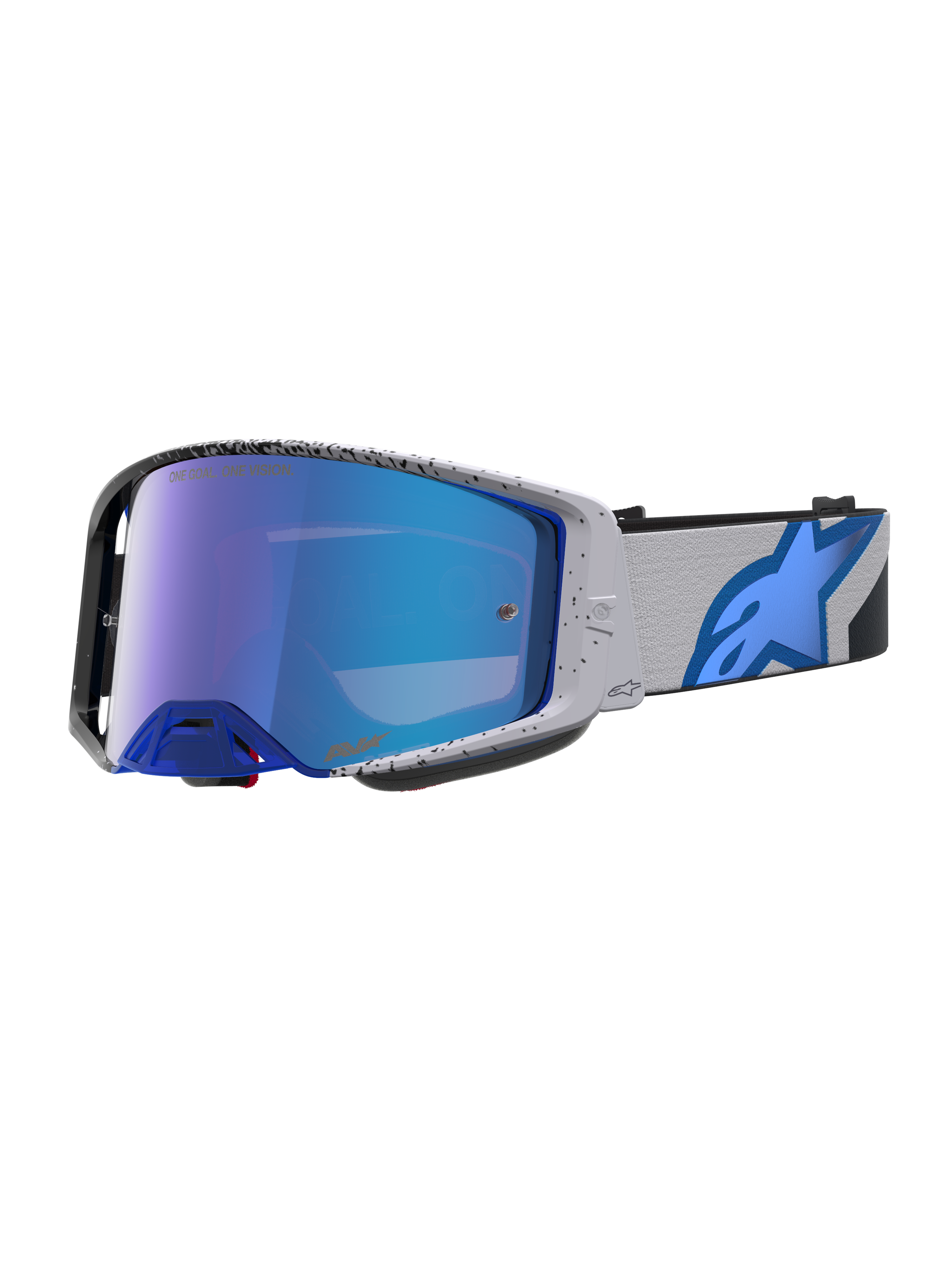 Alpinestars Óculos Supertech Hiten, óculos de motocross profissionais, cinzentos e azuis, com lentes espelhadas