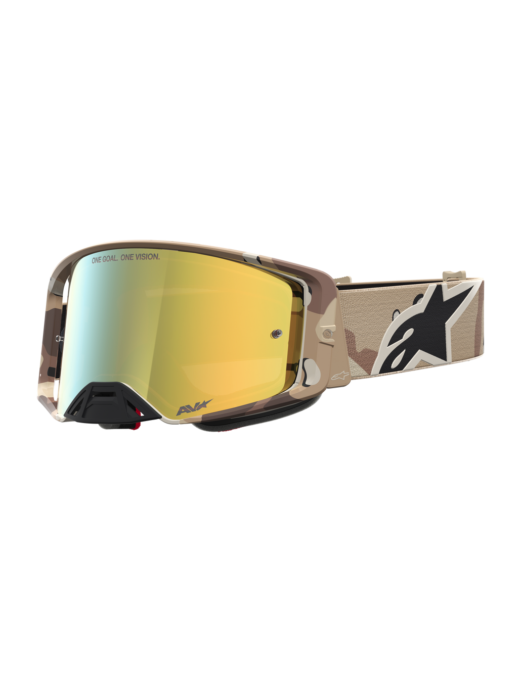 Alpinestars Supertech Lone, óculos de motocross em camuflagem deserto com lente dourada espelhada para todo-o-terreno
