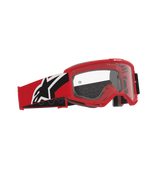 Alpinestars Vision Goggles OTG, óculos de motocross, em vermelho, preto e branco, lente de policarbonato transparente, armação de volume profundo concebida para óculos graduados, correia vermelha e preta com logótipo Alpinestars branco