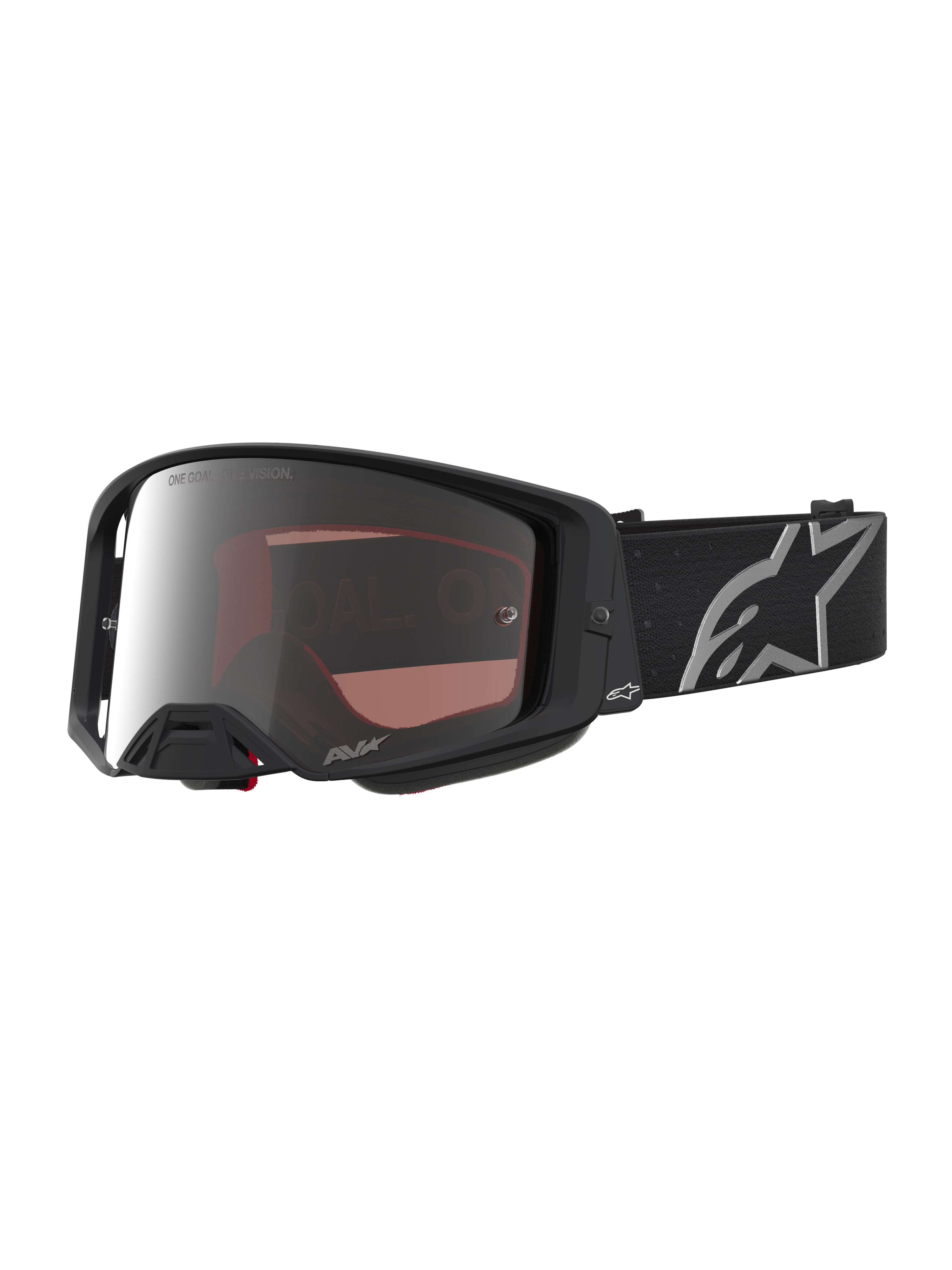 Alpinestars Supertech Vesta, óculos de motocross para off-road, pretos mate com lente prateada espelhada e ótica nítida